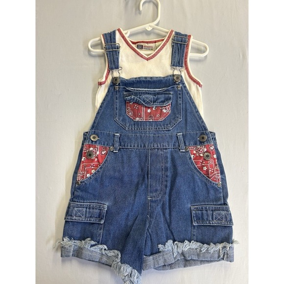 Other - Vintage Girls Faded Glory 2 Pc Set Overalls & Tank Top Size 4/5